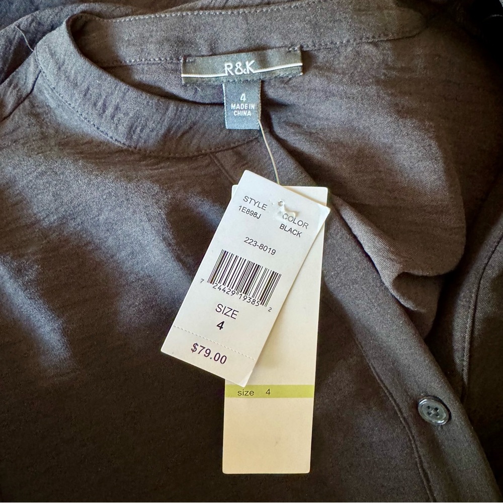 NWT solid black R&K tiered popover dress 4 - Picture 11 of 14